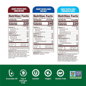 Jackson’s Sweet Potato Chips packaging display, convenient 10-pack for lunch boxes