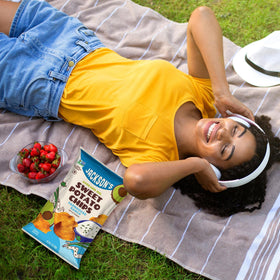 Ranch flavor bag of Jackson’s avocado oil chips for savory vegan snacking.