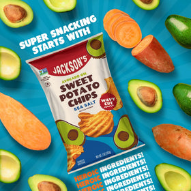 Jackson’s Wavy Sweet Potato Chips with thicker cut for sturdier bites.