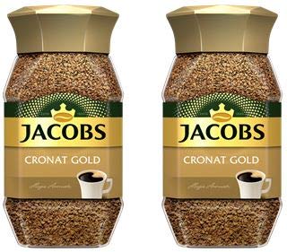 Jacobs Cronat Gold instant coffee in a glass jar, rich aroma and easy daily use.