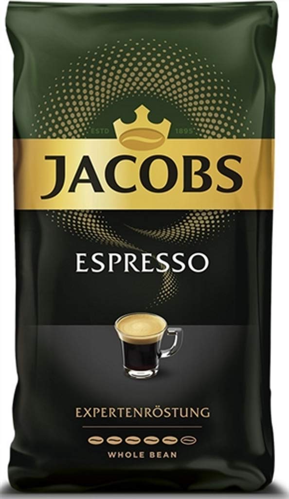 Jacobs Espresso whole beans highlighting rich aroma for home espresso and moka pots