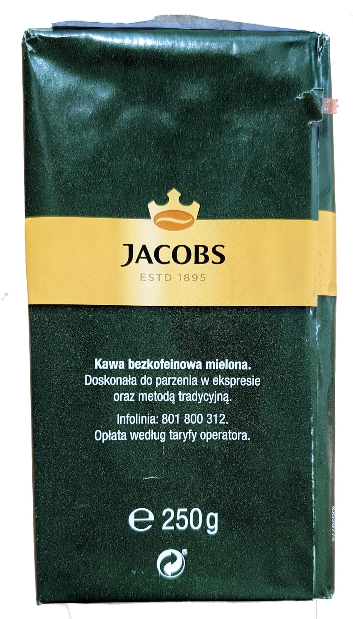 Jacobs Kronung Decaf Ground Coffee 250g brewed pour-over ready for tasting.