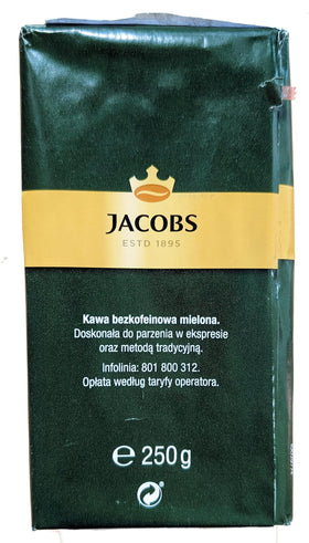 Jacobs Kronung Decaf Ground Coffee 250g brewed pour-over ready for tasting.
