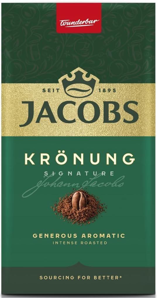 Jacobs Kronung ground coffee 500g pack front view for a premium morning ritual.