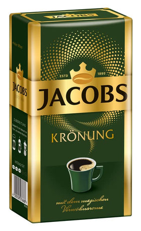 Jacobs Kronung ground coffee brew scene showcasing balanced flavor