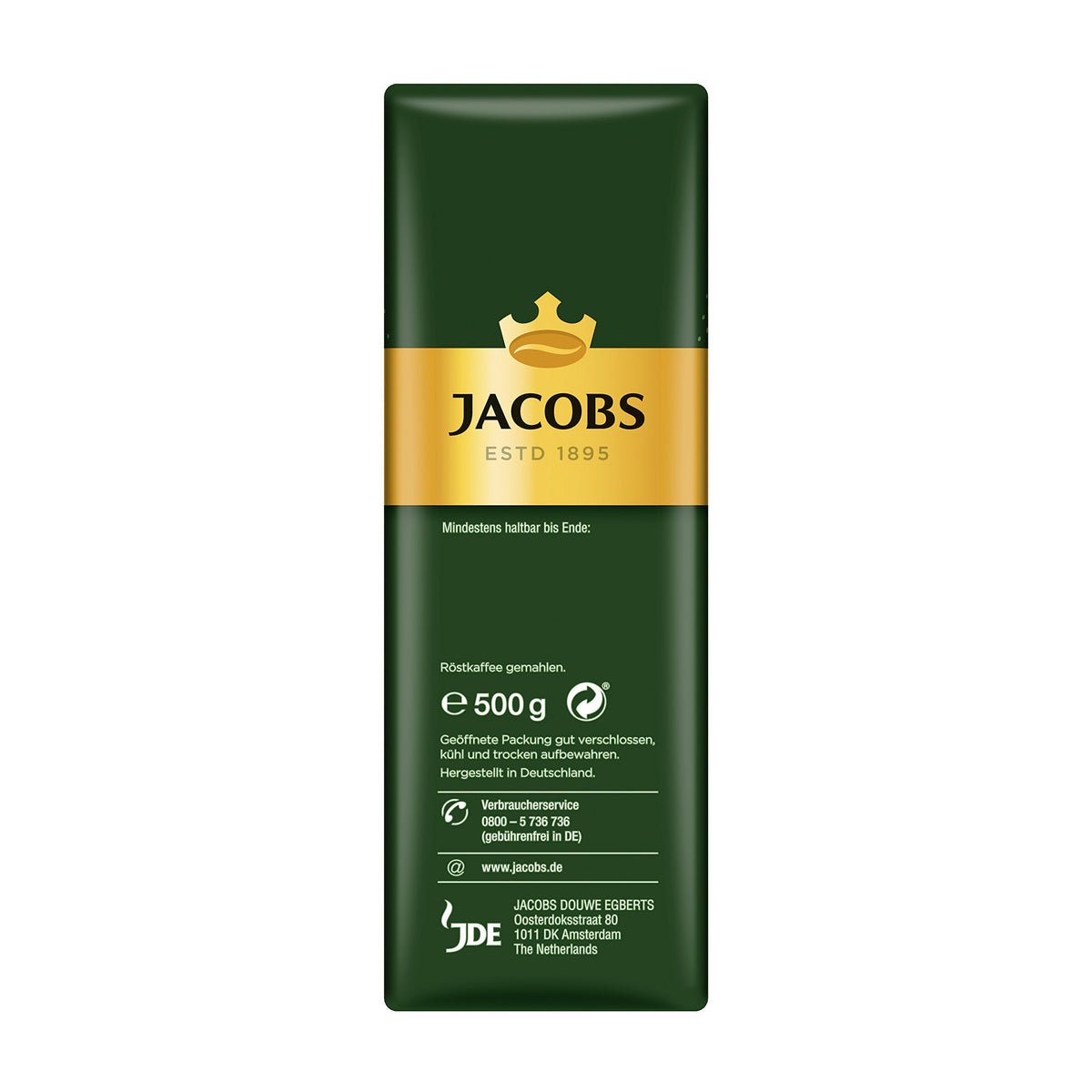 Jacobs Kronung ground coffee cup with steam invites a cozy morning