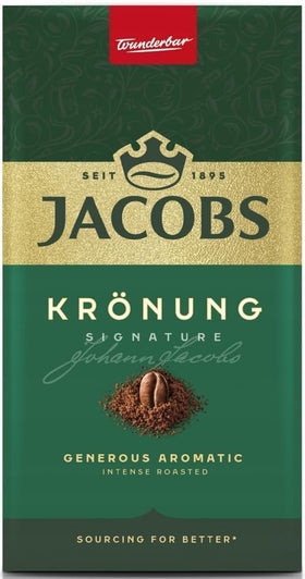 Jacobs Kronung ground coffee three-pack-500g for a bold morning brew.