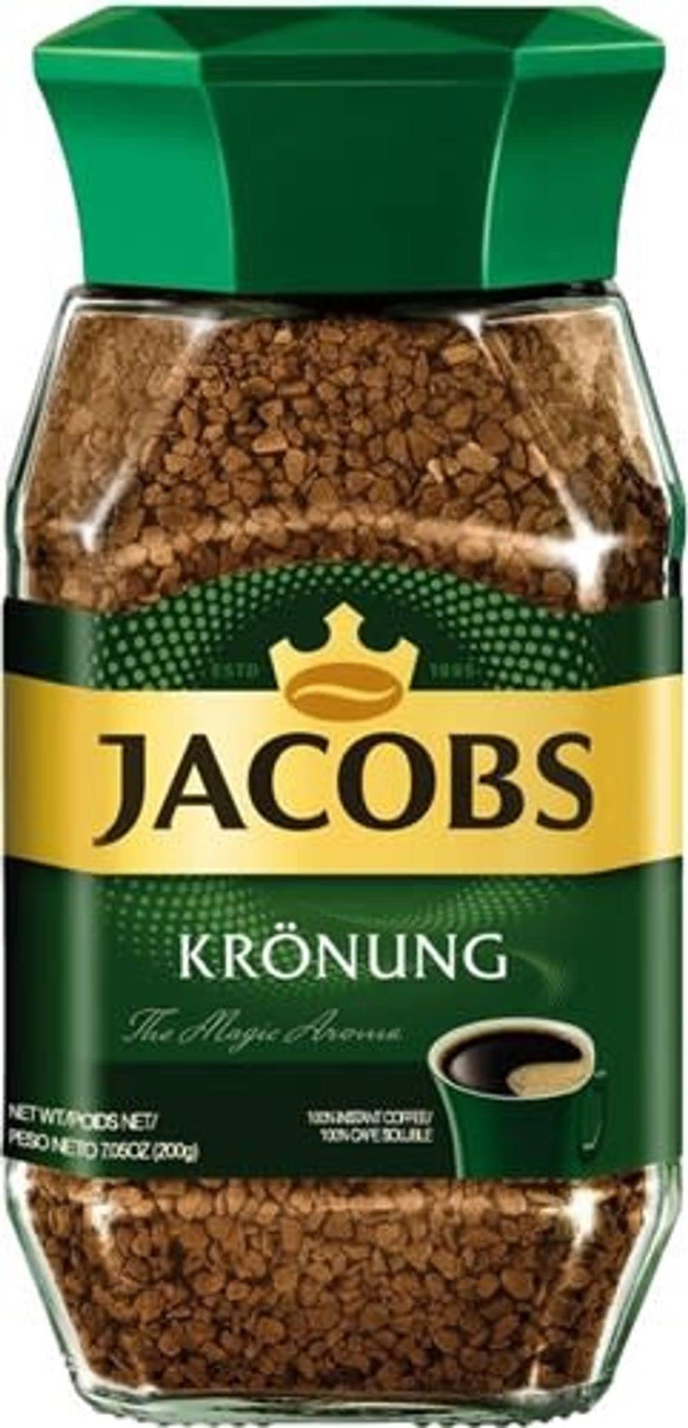 Jacobs Kronung instant coffee pack6 on shelf, quick aroma and convenient morning boost