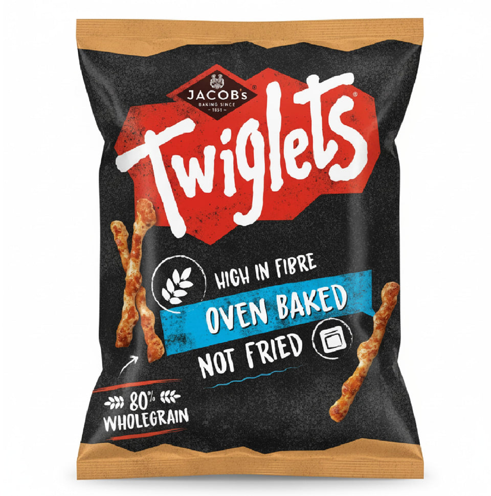 Jacob's Twiglets 45g pack shot, ideal for sharing at gatherings.