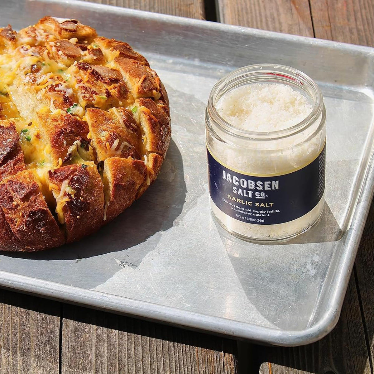 Jacobsen Garlic Salt hand-harvested Netarts Bay origin adds craft brightness.