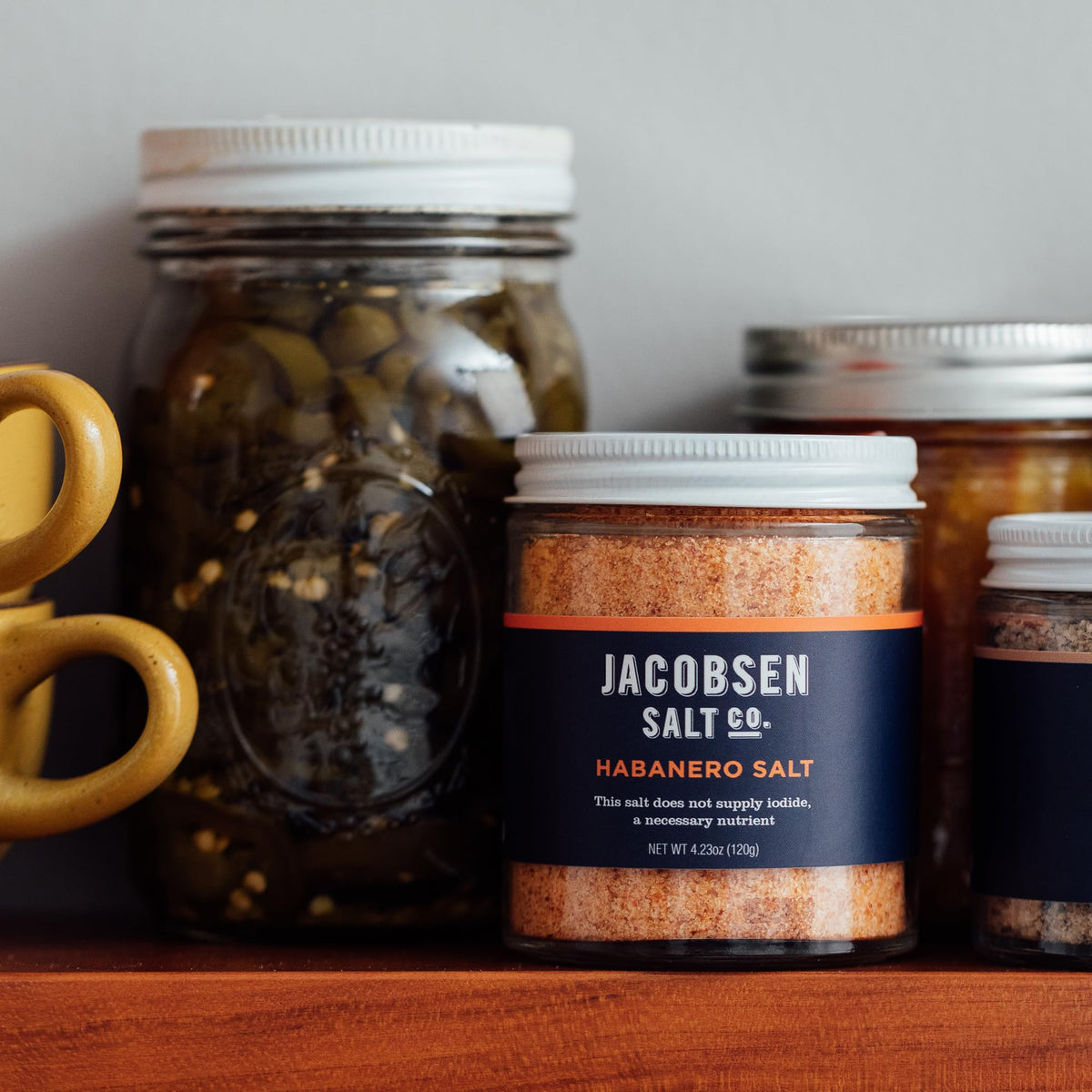Jacobsen Habanero Salt in a kitchen scene ready for seasoning