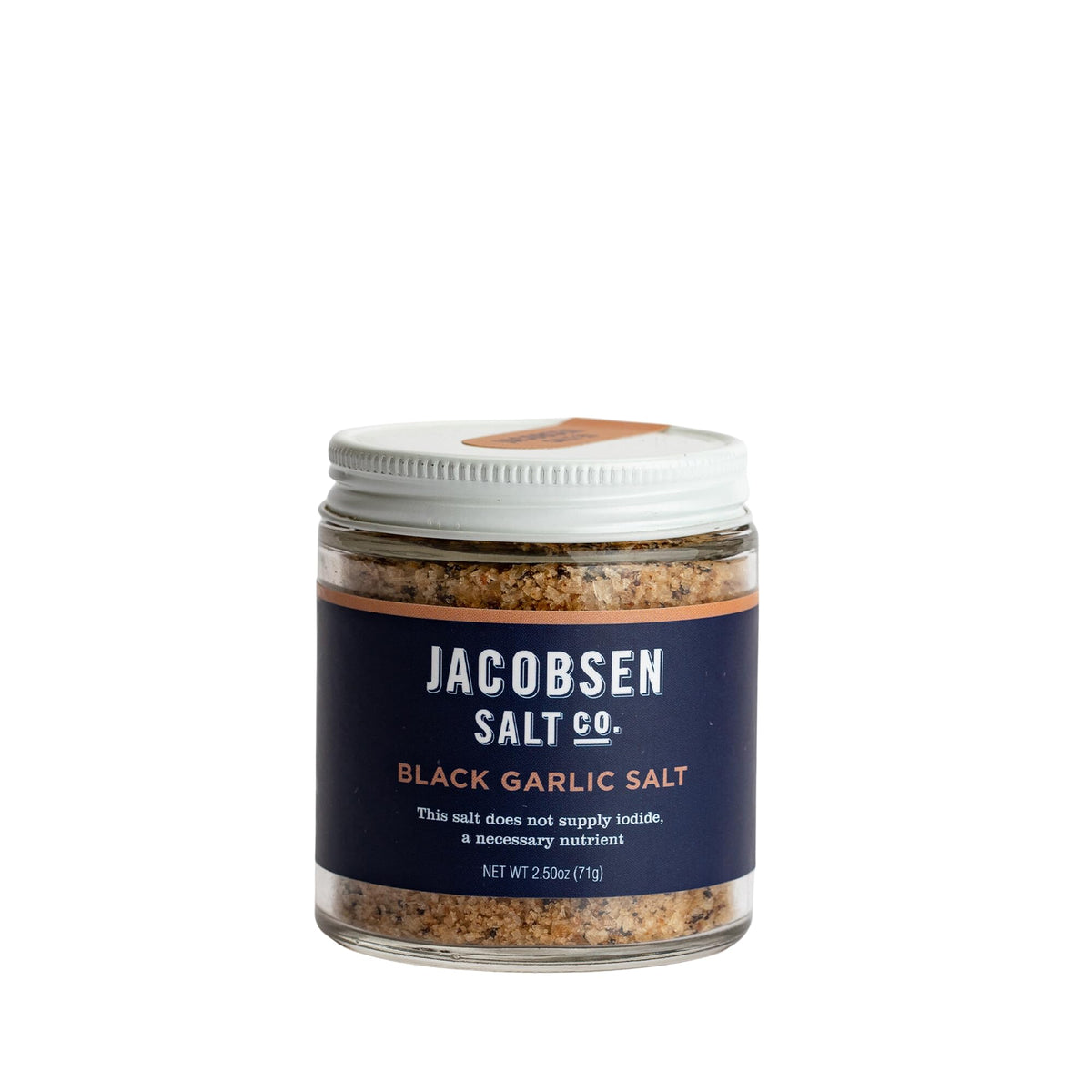 Jacobsen Salt Co. Black Garlic Salt jar adds umami depth to tofu and chicken.