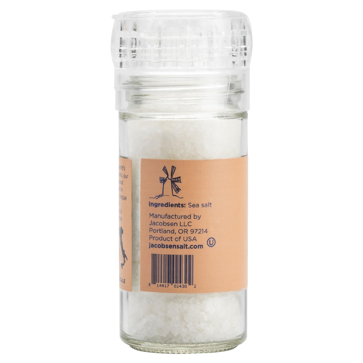 Jacobsen Salt Co. Refillable glass jar shown for sustainable kitchen storage and freshness.