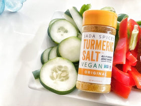JADA Spices Chicken Salt Popcorn bowl adds savory sprinkle to movie snacks.