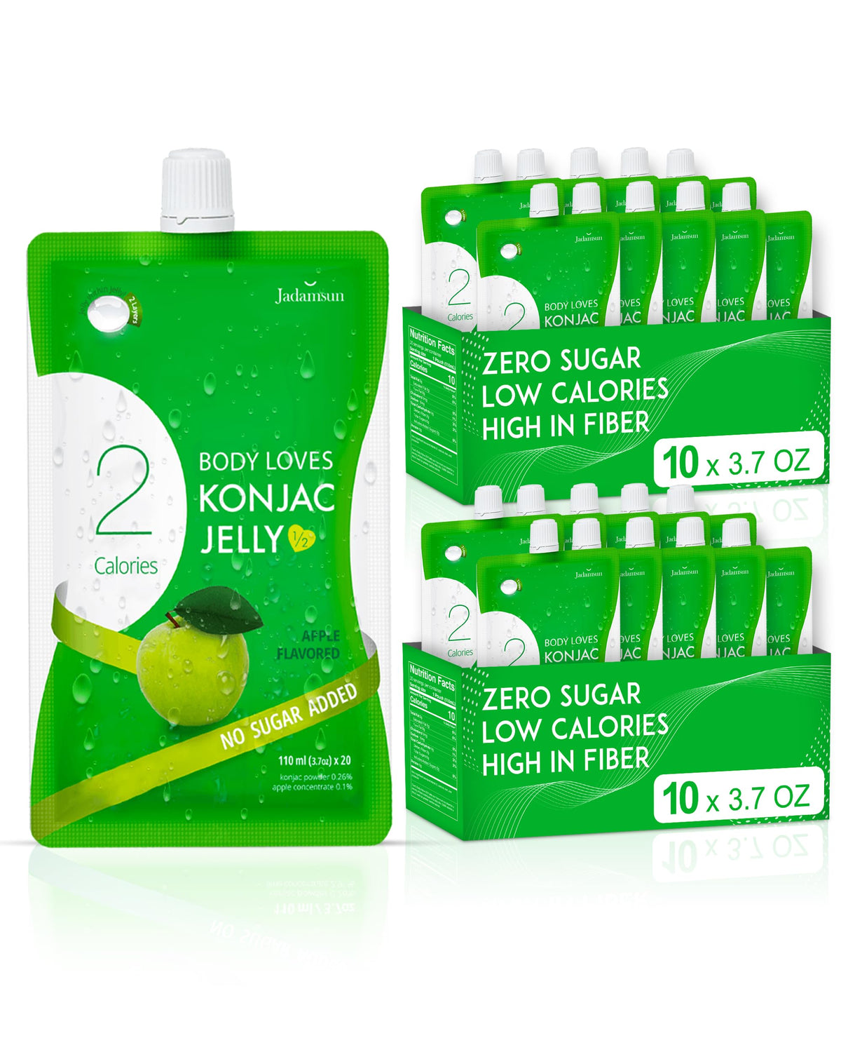 Jadamsun Konjac Jelly Apple packs front view for on-the-go snacking