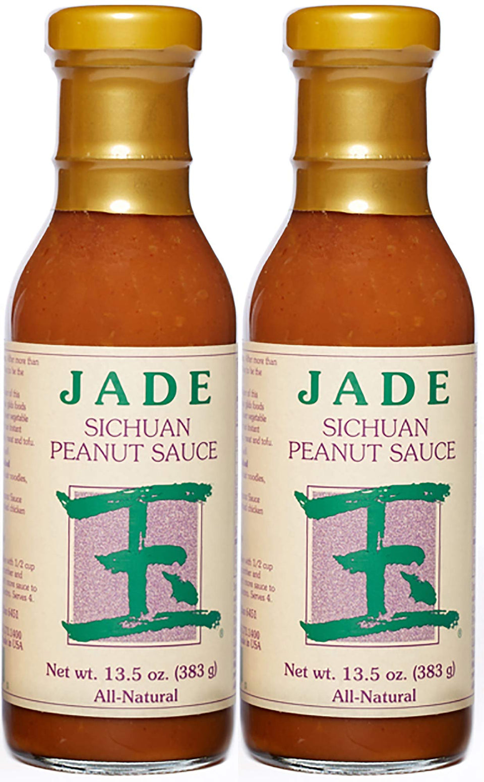 Jade all-natural Sichuan peanut sauce bottle, rich peanut flavor ready for dipping.