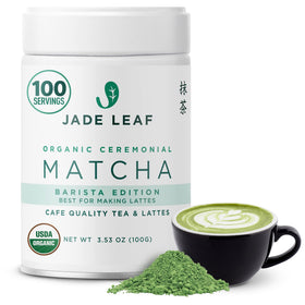 Jade Leaf Matcha ceremonial barista edition packaging preserves freshness for daily ceremonial use and lattes.