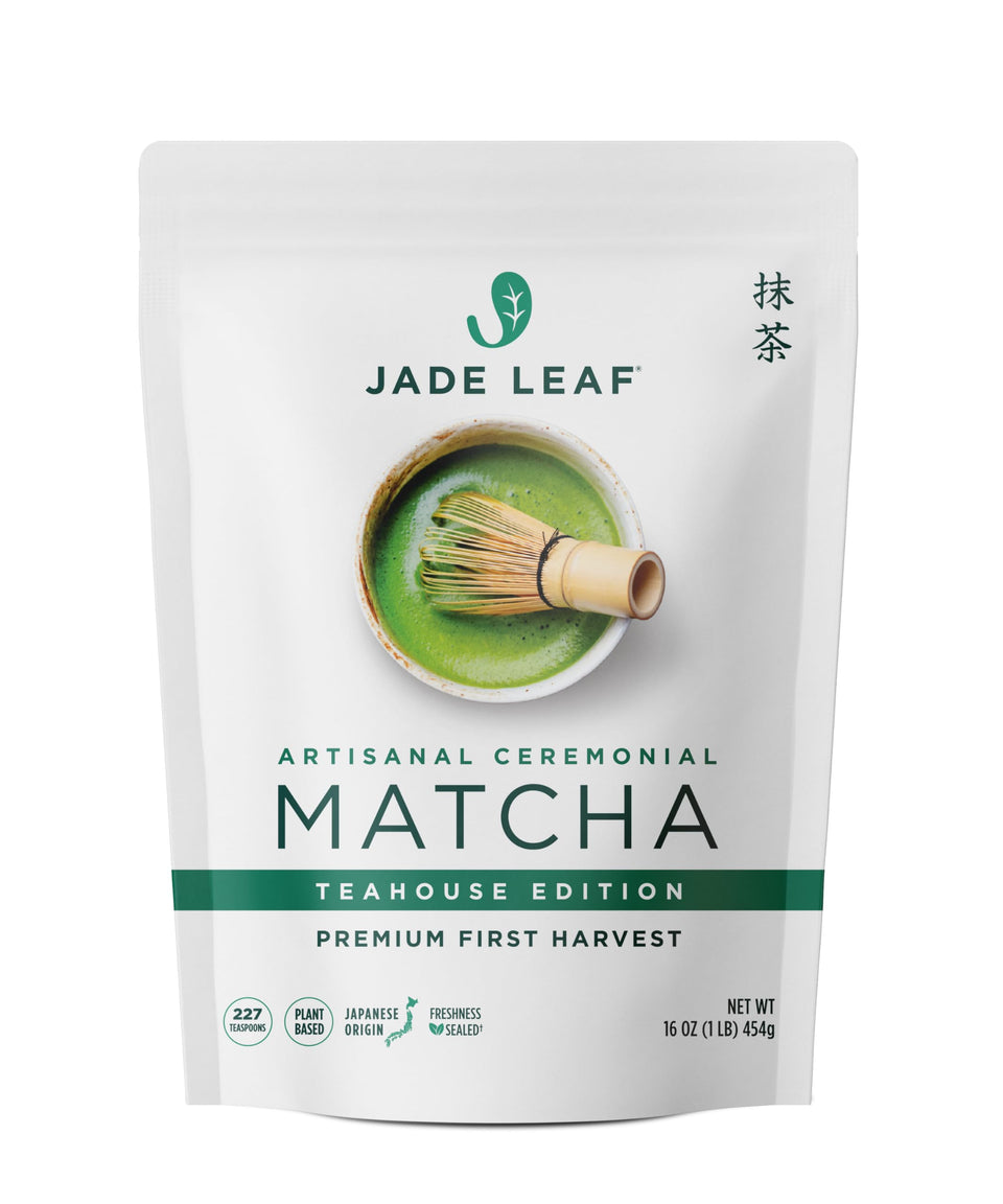 Jade Leaf Matcha ceremonial-grade powder bulk pouch for traditional whisking rituals.
