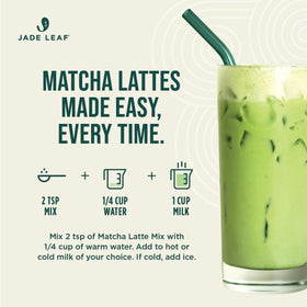 Jade Leaf Matcha Latte Mix provides simple preparation steps for quick café drinks.