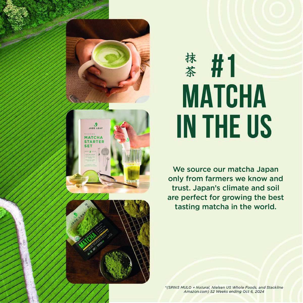 Steamed latte with Jade Leaf Matcha showcasing vibrant green color and creamy texture