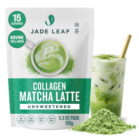 Jade Leaf Matcha Latte Powder tub showing premium organic matcha for cafe-style lattes