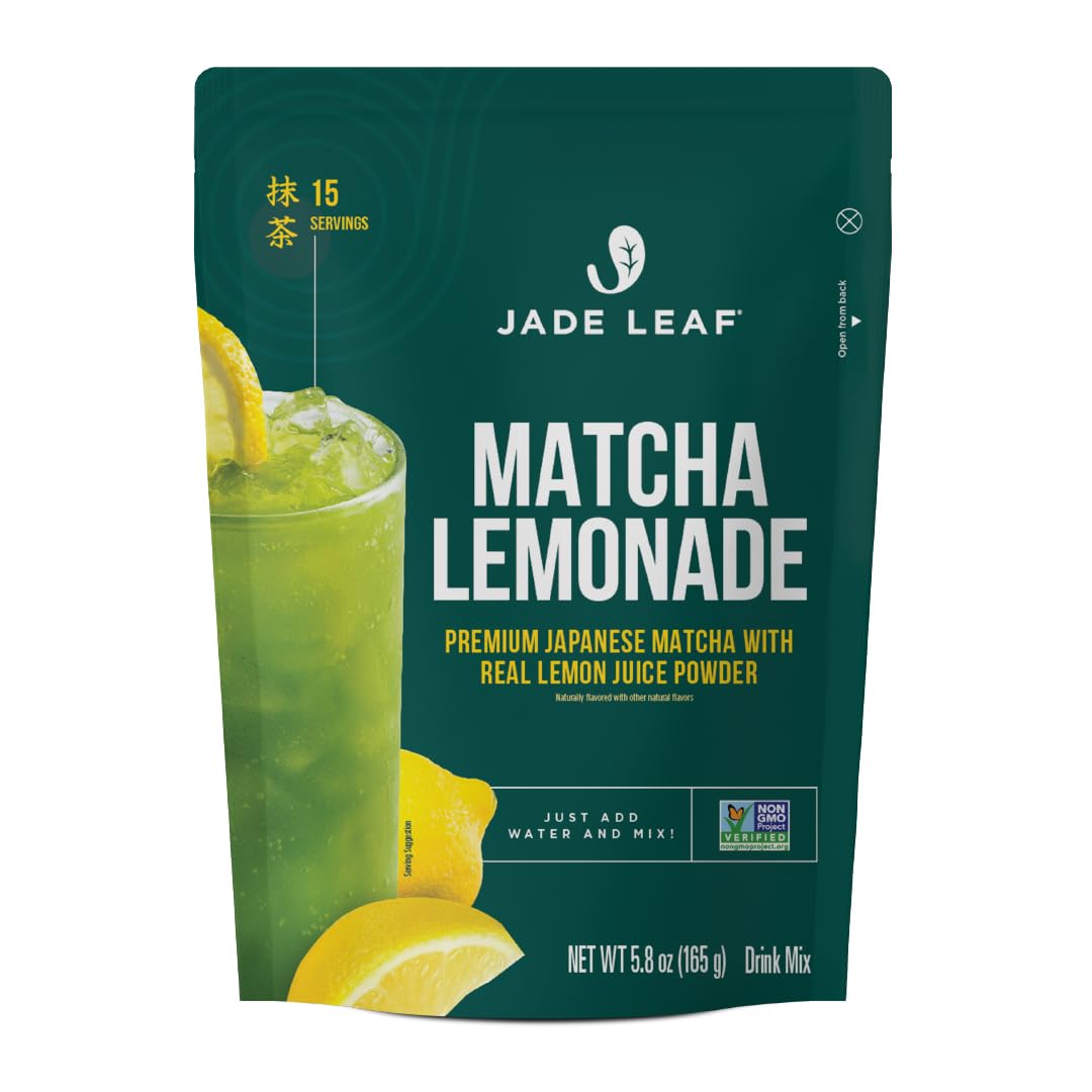 Packaging of Jade Leaf Matcha Lemonade for premium, convenient home prep