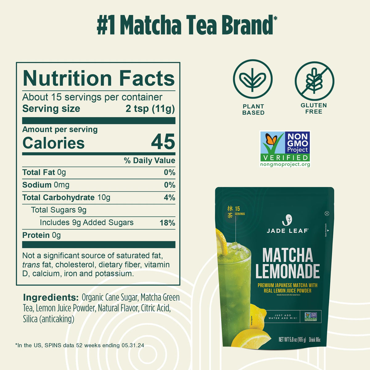 Prepared Jade Leaf Matcha Lemonade poured into a glass for instant refreshment