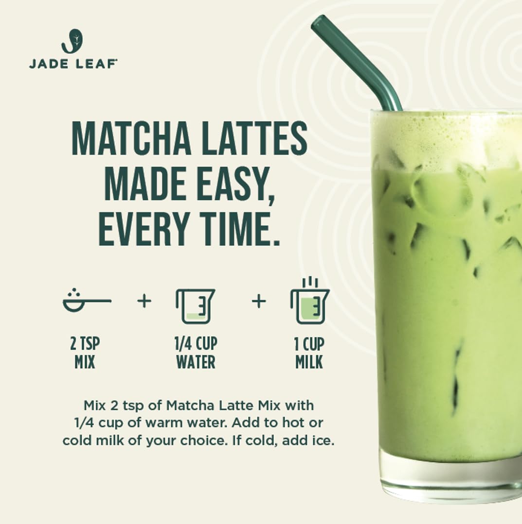 Jade Leaf Matcha latte with steaming milk for a frothy cafe experience.