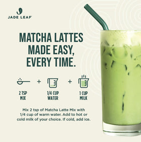 Jade Leaf Matcha latte with steaming milk for a frothy cafe experience.