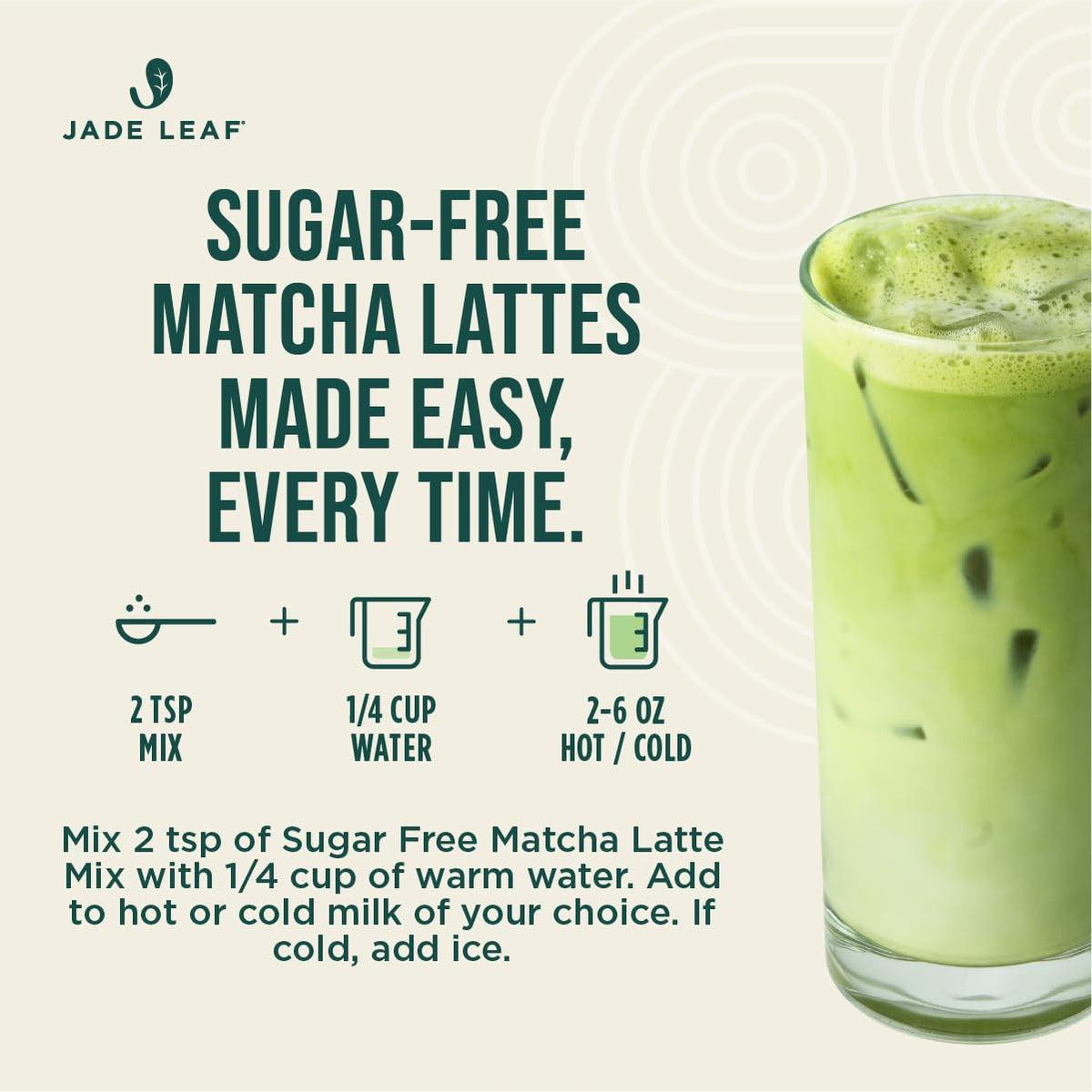 Jade Leaf Matcha latte mix with warm milk blends into rich hot drinks.