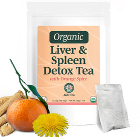 Jade Tea Organic Liver Detox tea bag ready to steep for cleansing support.
