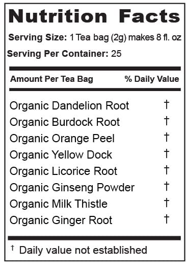 Jade Tea yellow dock herb tea bag close-up for digestive support