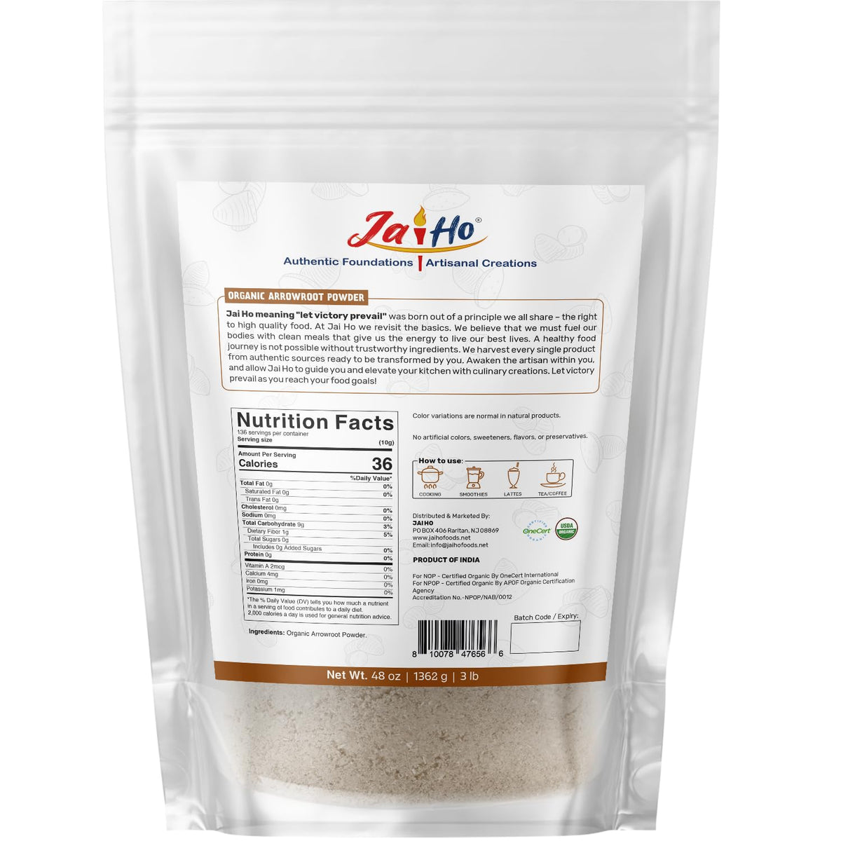 Jai Ho arrowroot powder for skincare DIY acts as a gentle thickener