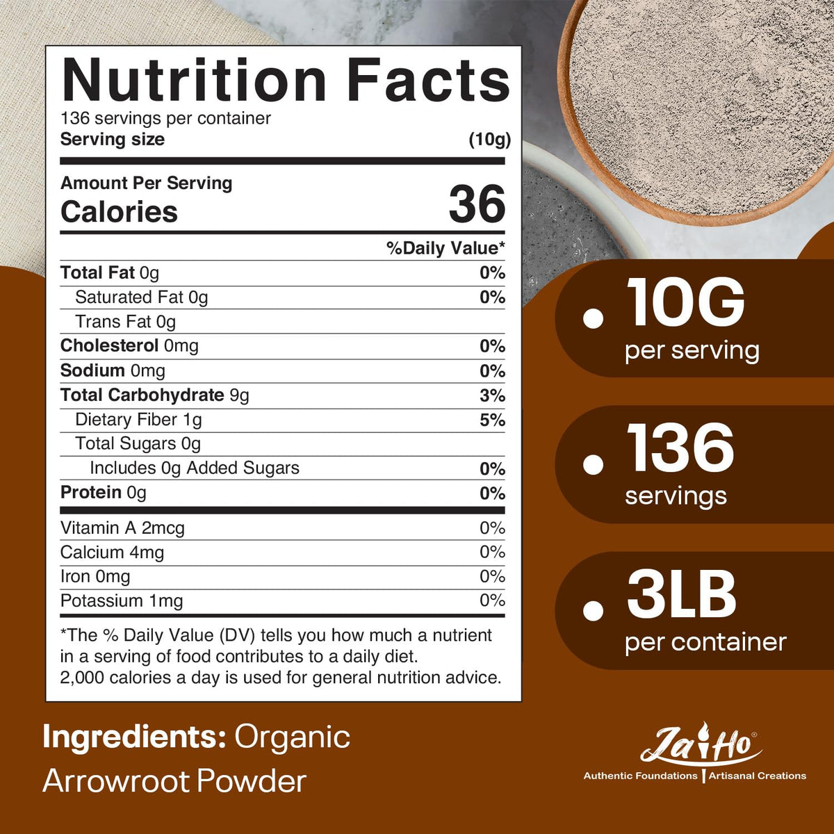 Jai Ho arrowroot powder resealable pouch keeps powder dry and ready