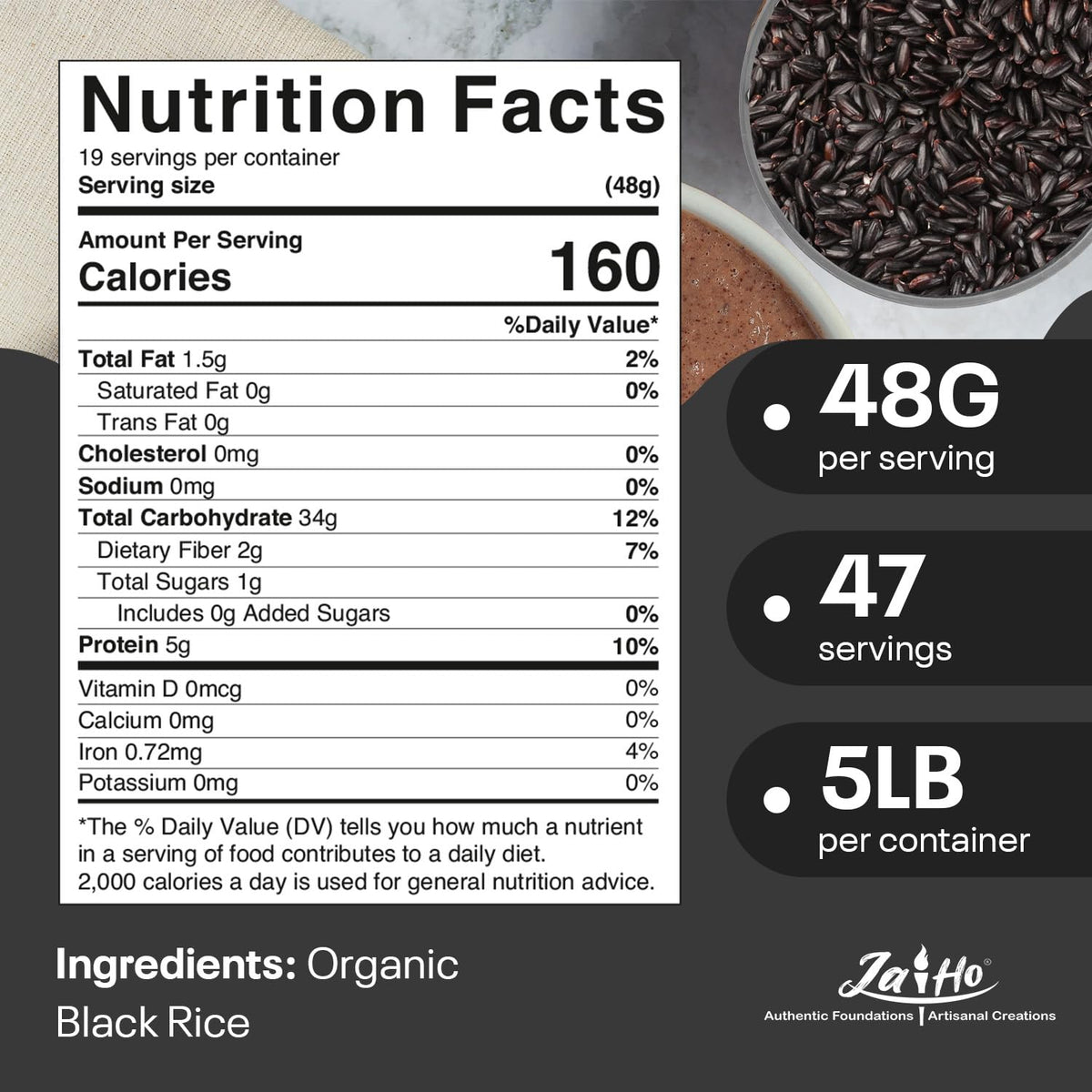Jai Ho Black Rice raw grains ready for pilafs and salads