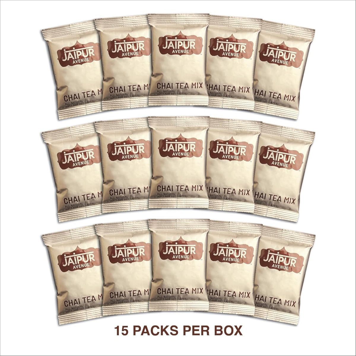 Jaipur Avenue Cardamom Chai Tea Mix serving cups show a ready-to-drink chai experience.