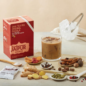 Jaipur Avenue Masala Chai iced latte setup showcasing versatility.