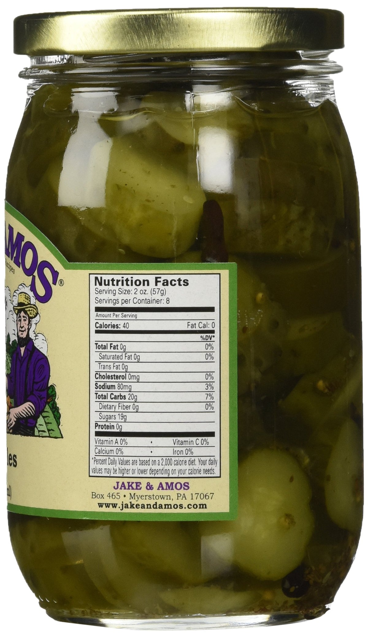 Jake & Amos lime pickles back view; versatile snack with bold brightness