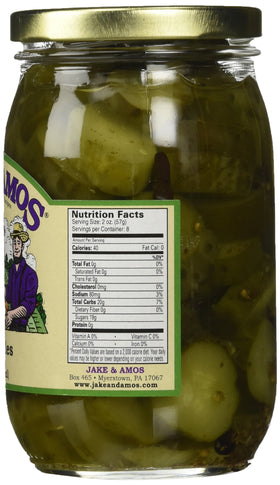 Jake & Amos lime pickles back view; versatile snack with bold brightness