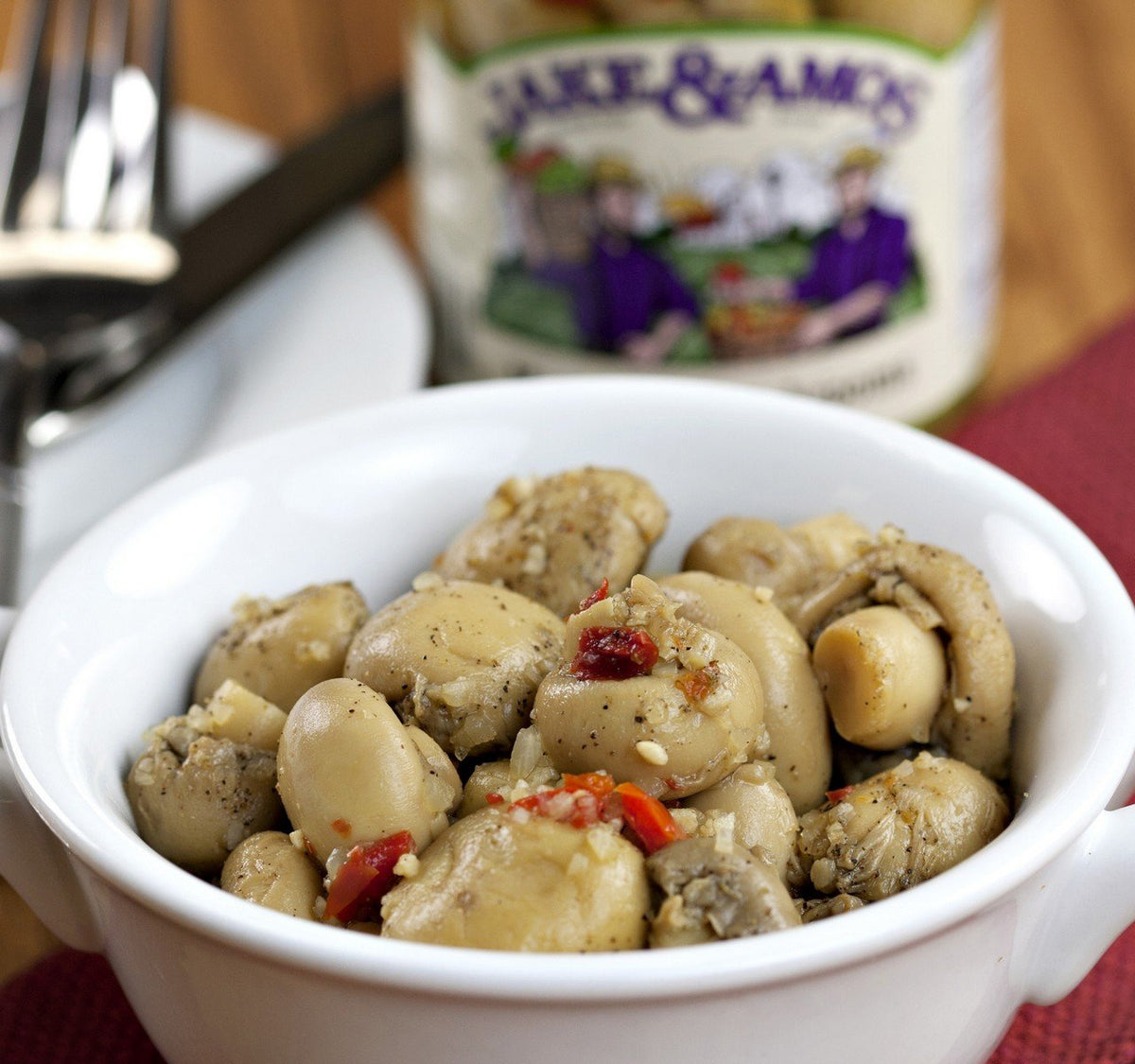Mushrooms marinated by Jake & Amos served on a tasting platter