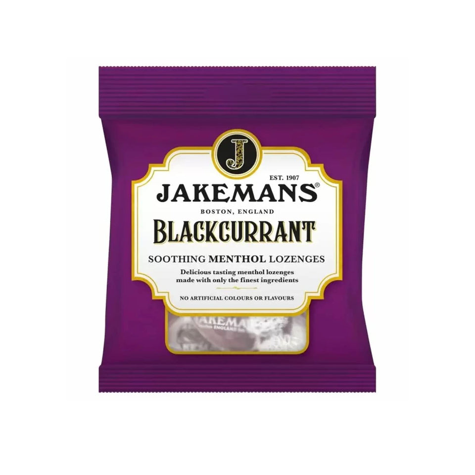 Jakemans Blackcurrant Menthol Bags front packaging highlighting ease of use
