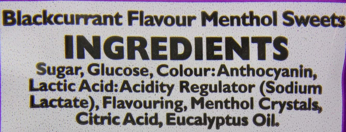 Jakemans Blackcurrant Menthol Bags lozenges on display for easy daily use