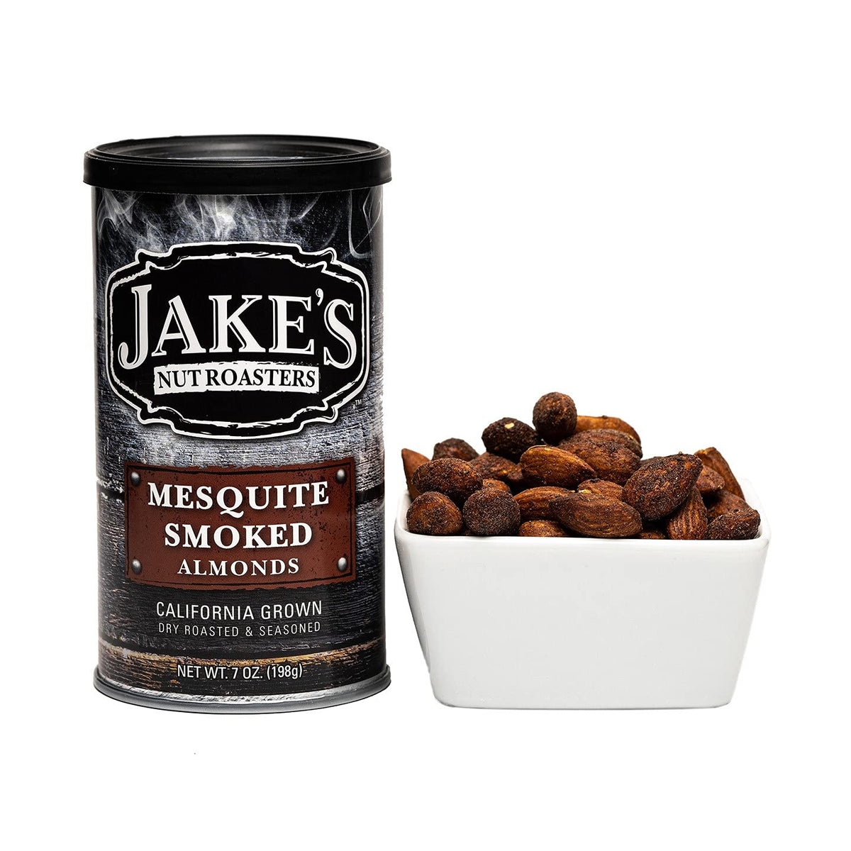 Jake's Nut Roasters almonds dry roasted closeup showing crisp texture and smoky finish