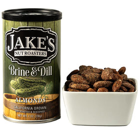 Close-up of Brine & Dill coating reveals crunchy, seasoned almonds