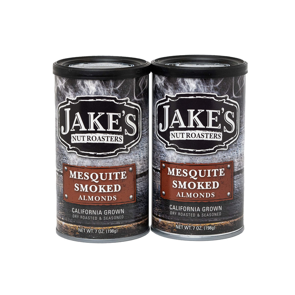 Jake's Nut Roasters mesquite smoked almonds pack-front with bold flavor for on-the-go snacking