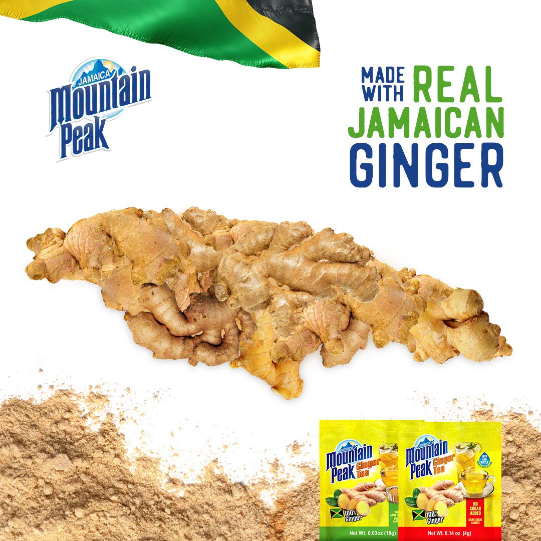 Jamaica Mountain Peak ginger tea cup brew shows rich amber color.