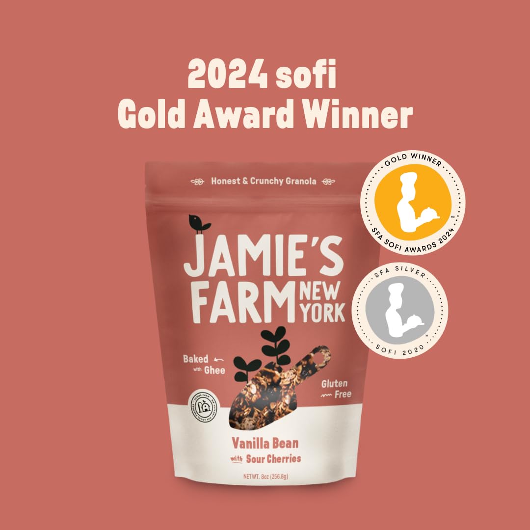 Jamie's Farm New York granola baked with grass-fed ghee for rich flavor.