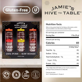 Jamie’s Hive to Table cinnamon-infused honey bottle pairs with yogurt