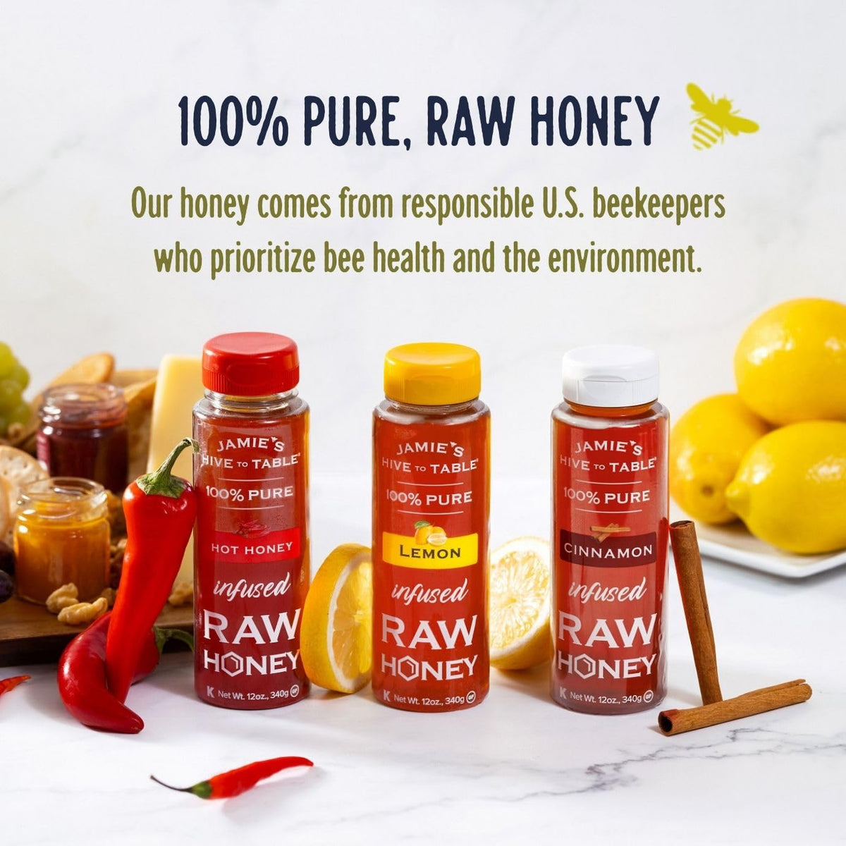 Jamie’s Hive to Table infused honey set packaging for gifting