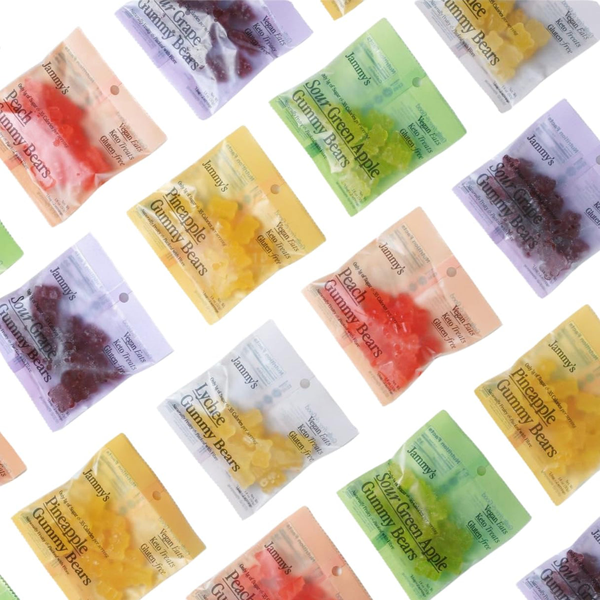 Jammy's Peach Gummy Bears kids-friendly snack in a box.